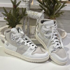 Acne White and Gray High-Top Sneakers